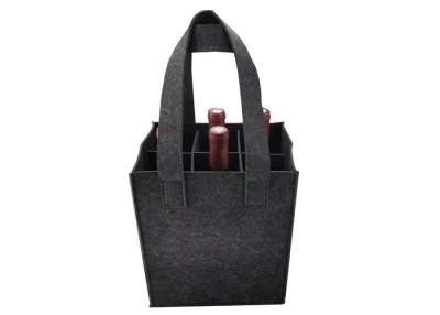 China 6 Bottle Felt Fabric Bags Wine Carrier Tote Reusable Grocery Felt Bags For Travel for sale