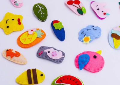 China Cute Felt Fabric Crafts Cartoon Animals Fruit Pattern Hairpin Eco Friendly for sale