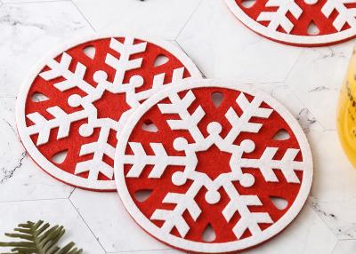 China Double Layer Heatproof Christmas Felt Drink Coasters 10*10cm for sale