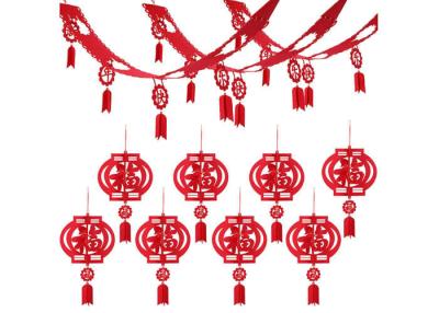 China Chinese Red Fu Thick 3D 10ft Felt Lanterns With Happy New Year Banner for sale