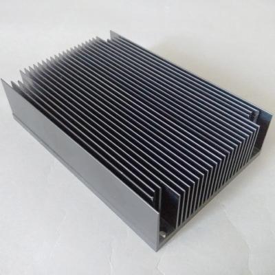 China Black Powder Coated AL 6063 T5 Aluminum Heat Sink Precision Machined Parts W110mm for sale