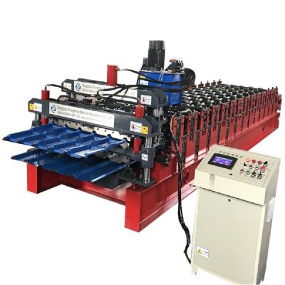 China Full Automatic Double Glazed Roof Tile Roll Forming Machine With Wave Pressing for sale