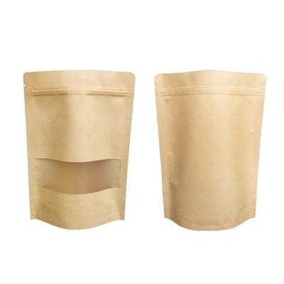 China Resealable PE Kraft Paper Standup Pouch Bags Custom Printed With Window for sale