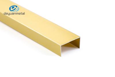 China Color oro de aluminio anodizado del material de Alu del grueso 6063 del canal 0.8-1.2m m del perfil de U en venta