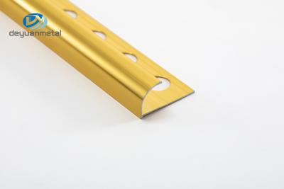 China 6063 Aluminum Corner Profiles Round Shape Gold Color For Wall Trimming for sale