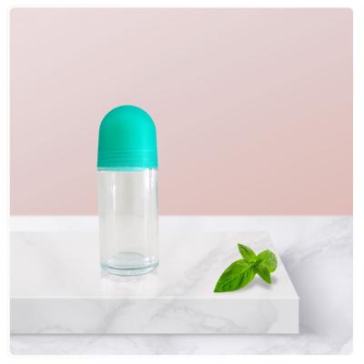 China Glass 50ml Roll-on Bottle Transparent Roller Bottle for Deodorant and Cosmetic for sale