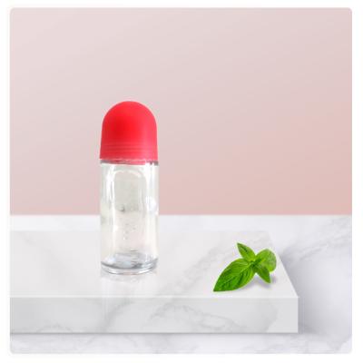 China 50ml Glass Roll On Deodorant Bottles Plastic Refillable Rollerball Perfume for sale