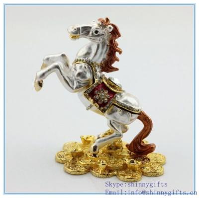 China Handmade enamel trinket box with horse shape for horse jewelry box SCJ567 for sale