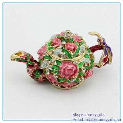 Китай Формы чайника металла эмали 100% ящик коробки ювелирных изделий металла handmade цветастый декоративный вытягивает продается
