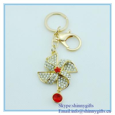 China Personality windmills key chain metal keychain key ring with rhinestone for sale