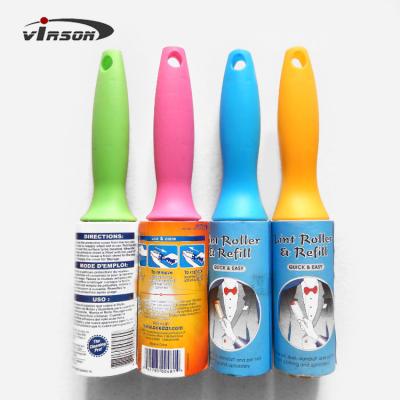 China Disposable Sticky Plastic Handle Lint Roller For Pets Hair Remover for sale