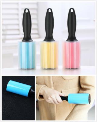 China Plastic Vertical Handle Silicone Colorful Washable Lint Roller for sale