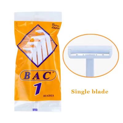 China yellow single blade shaver 5 piece pack stainless steel blade shaver 1blade razor yellow color single blade razor for sale