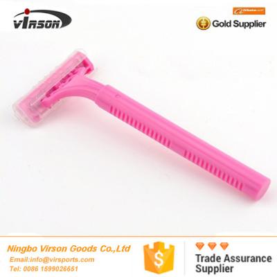 China Wholesale High Quality Twin Blade Hotel Disposable Shaver Razors Women Pink Shaving Razors en venta