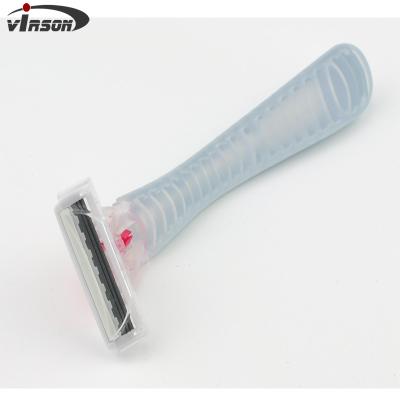 China High Quality Disposable Triple Blade Shaving Razor with Rubber Handle for Men en venta