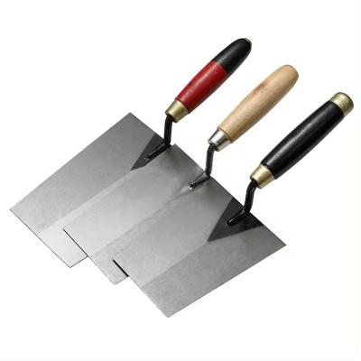 China Narrow Bucket Stainless Steel Brick Trowel Rubber Handle Square Tip Bricklaying Trowel for sale
