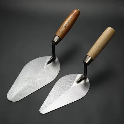 China Wooden Handle Round High Carbon Hardened Tempered Steel Pointing Masonry Bricklaying Trowel for sale