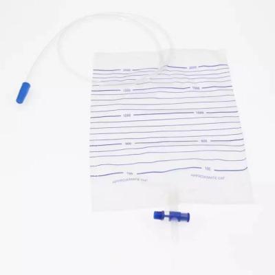 China T / Cross Valve 2000ml Drainage Collection Disposable Urine Bags Transparent OEM for sale