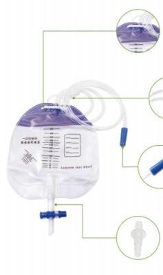 China Baihe Disposable Anti Reflux Foley Catheter Drainage Bag Uro Bag 2000 ml for sale