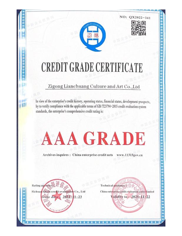 Credit grade certificate - Zigong Co-Creation Culture & Arts Co., Ltd.