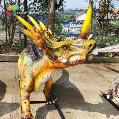 China 110VAC Fiberglass Animatronic Life Size Dinosaur Statues Styracosaurus Model for sale
