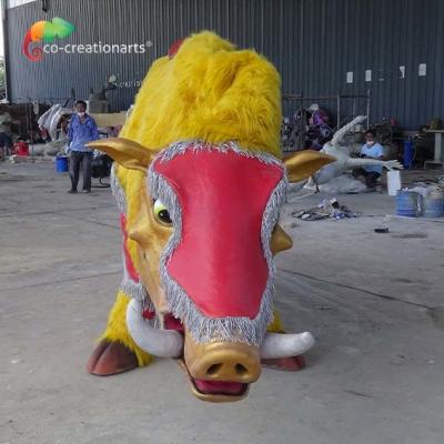 China Snowproof Yellow Wild Boar Costume Animatronics For Two Adults for sale