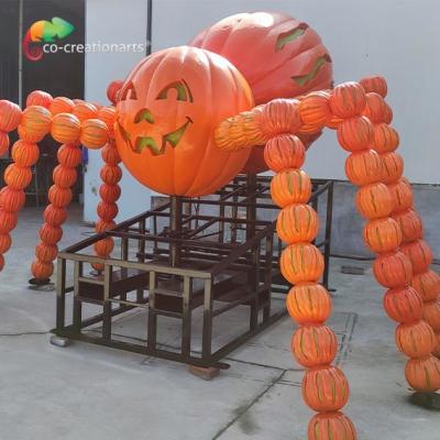 China Customizable Fiberglass Animatronic Halloween Pumpkin Spider For Halloween Festival en venta