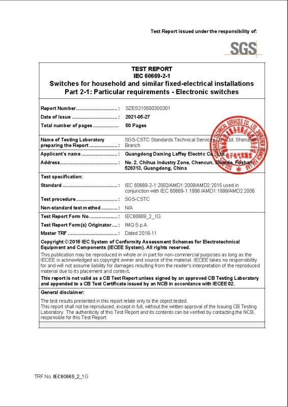 IEC 60669-2-1 - Guangdong Daming Laffey Electric Co., Ltd.