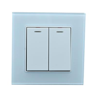 China Tempered Glass Panel Plastic button Wall Light Switch Rohs Certificate for sale