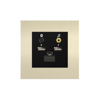 China Smart Laffey Multimedia Wall Socket Champagne / Bronze Color for sale