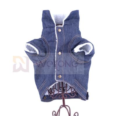 China Perro polivinílico Jean Jacket azul del invierno de la chaqueta del dril de algodón del animal doméstico del Berber del 100% en venta