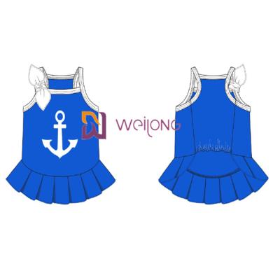 China Customized Cvc Jersey Sailor Anchor Pet Dress Breathable Dog Dress Female for sale