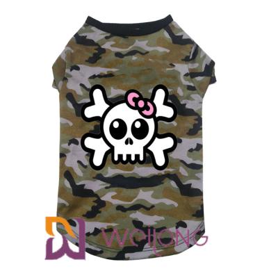 China Poly het Huisdierent-shirt van Halloween van de Camouflageschedel voor Hond 100% Polyjersey 180G Te koop