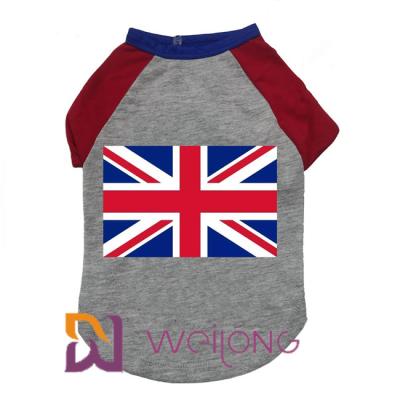 China Summer Customizable Pet T Shirts For Dogs Rubber Print UK Flag for sale