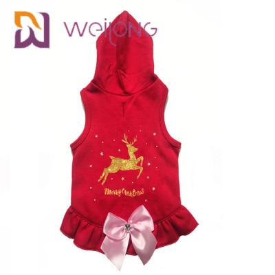Chine L'arc de satin a imprimé le Hoodie rouge de Noël de cerfs communs de chien de manteau d'or d'hiver pour des chats de chiens à vendre