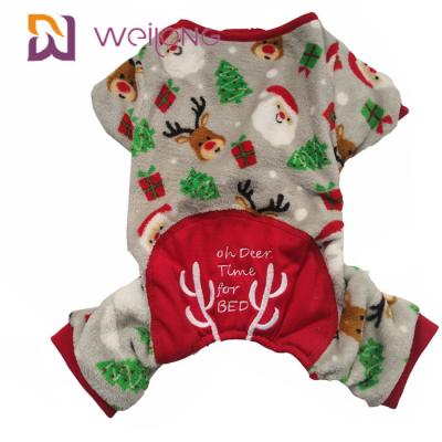 China 100% Velvet Fabric Dog Christmas Pajamas Customized Embroidered for sale