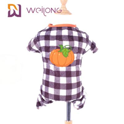 China Rubber Print Pumpkin Fleece Dog Pajamas Halloween Plaid Dog Pajamas for sale