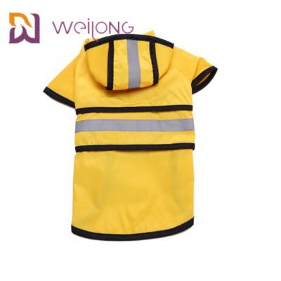 China Reflective Striped Yellow Dog Raincoat With Hood PU Leather Lightweight Jackets for sale