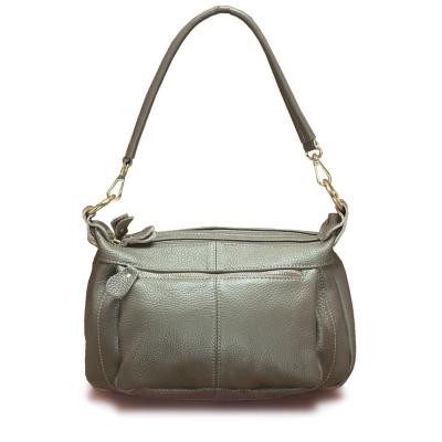 China Gray Shoulder Women Cow Leather Bag Genuine Leather Handbag for sale