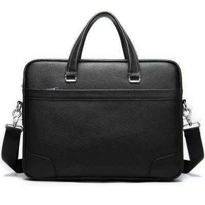 China Full Grain Leather Briefcase Attache Laptop Bag Black Unisex Classy BRB03 for sale