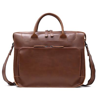 China Hand Made Vintage Shoulder Briefcase Messenger Bags Business Leather Lawyer Briefcase for sale
