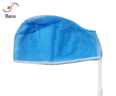 China Non Woven Medical Protective Wear 20gsm Disposable Surgical Doctor Cap With Tie for sale
