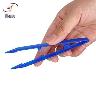 China Blue Plastic Disposable Tweezers 15.5cm Periodontal Tool for sale