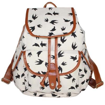 China Women's School Swallow Backpack Fox Bag Girl's Owl Backpack Canvas Shoulder Backpack for sale