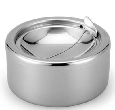 China Stainless Steel Cigarette Ashtray Lid Silver Windproof Ashtray for sale