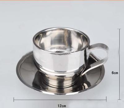 China Stainless Steel Tea  Cup With Saucer Double layer Tea Mug 300ml for sale
