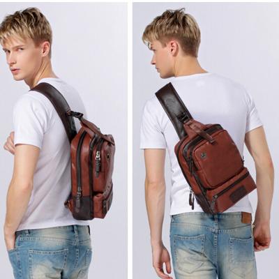 China Men's PU Leather Backpack For iPad Outdoor Single Shoulder Rucksack for sale