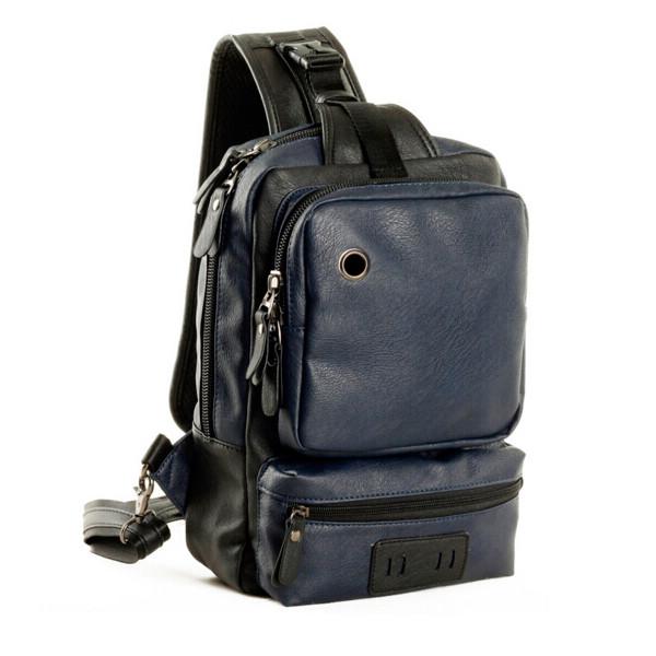 Quality Men's PU Leather Backpack For iPad Outdoor Single Shoulder Rucksack for sale