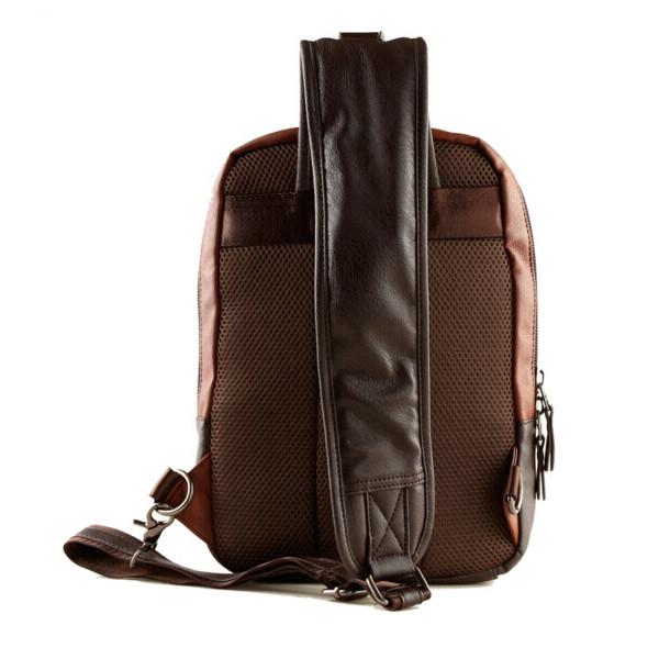 Quality Men's PU Leather Backpack For iPad Outdoor Single Shoulder Rucksack for sale