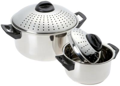 China 6qt & 2qt Stainless Steel Pasta Pot Set with Locking Strainer Lids for sale